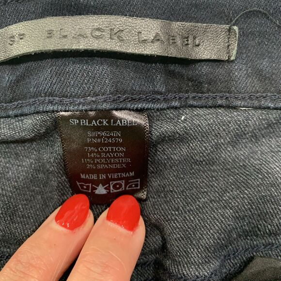 SP Black Label Sz 31 Jeans Distressed Holes Relaxed High Rise Dark Denim Women’s - Picture 3 of 11